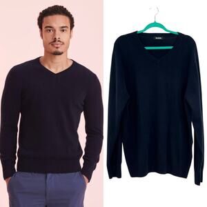 Naadam The Original Cashmere V-Neck Sweater Navy Blue‎ Men's Size XL